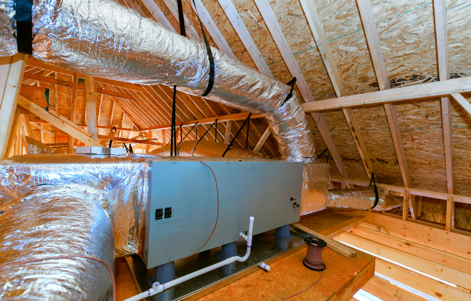 Florida attic showing insulation and ductwork — comparing insulation types for hot humid climates
