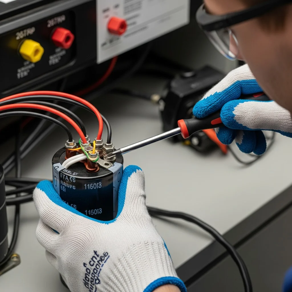 Warning signs of a failing AC capacitor including bulging and corrosion